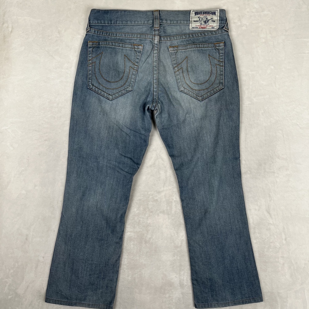 True Religion Basic Straight Jeans Mens 36x30 Blue Straight Denim Med Wash